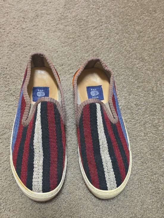 Res Ipsa Shoes - RES IPSA Slip-On Canvas Shoes in Red, Black & Cream